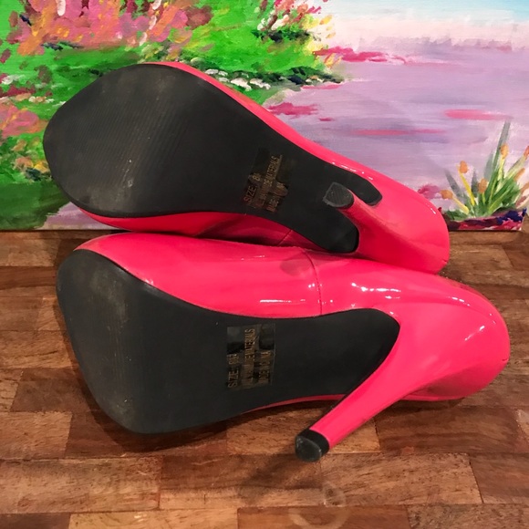 Neon Hot Pink Qupid pumps platform heels Stilettos - Picture 8 of 8